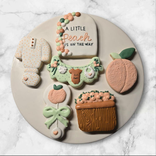 A Little Peach Is On The Way Baby Shower Cookies