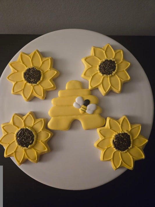 Sunflower & Bee Hive Decorated Sugar Cookies